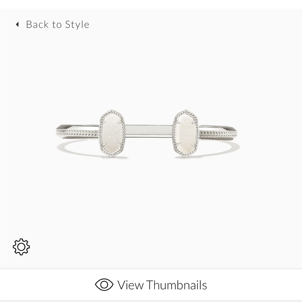 Kendra Scott Adjustable Bracelet: Silver band with 2 iridescent drusy stones